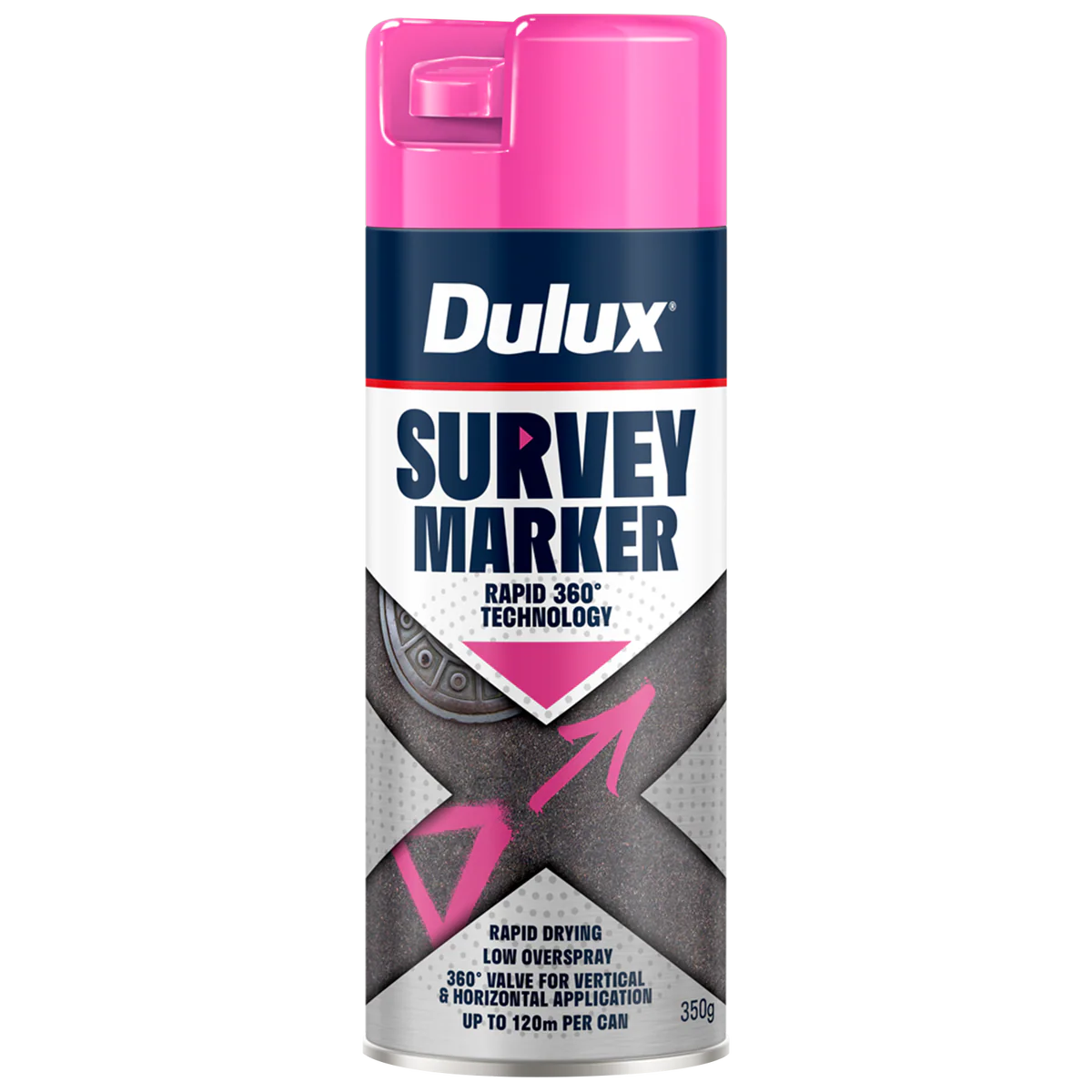 Spray Dulux Survey Marker 350g - Fluoro Pink - High-Visibility Outdoor Use