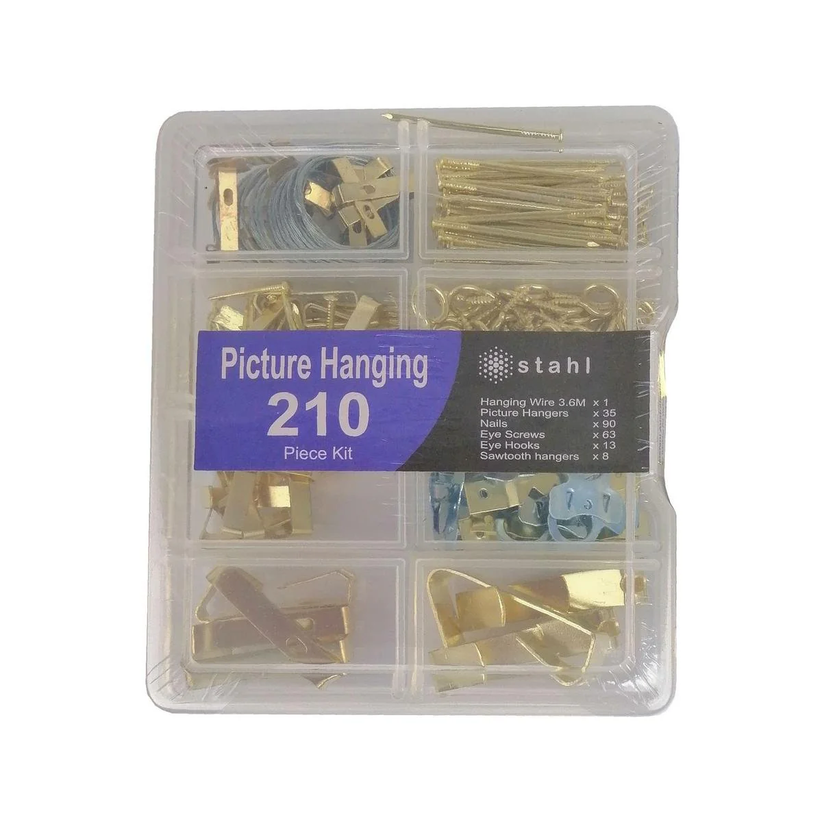 Stahl Picture Hanging Kit - 210 Pieces - Metal - Gold - Various Sizes