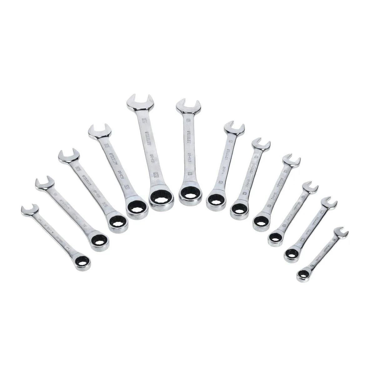Stanley 12 Piece Spanner Set - 6 AF & 6 Metric - Steel - Ratcheting