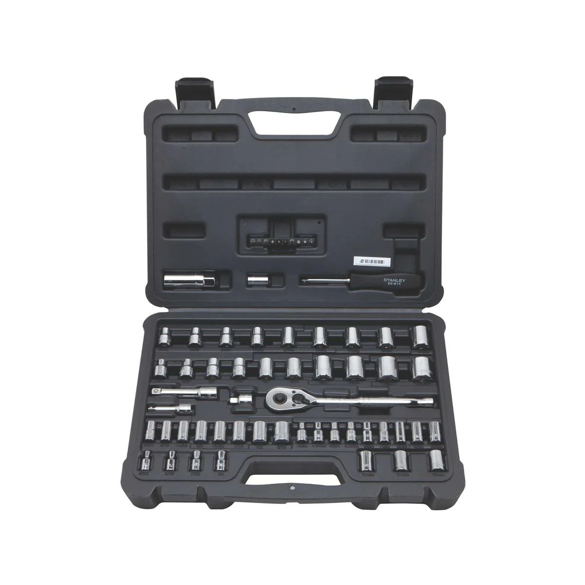 Stanley 60 Piece Socket Set - 1/4" & 3/8" Drive - High-Alloy Steel - Durable Case