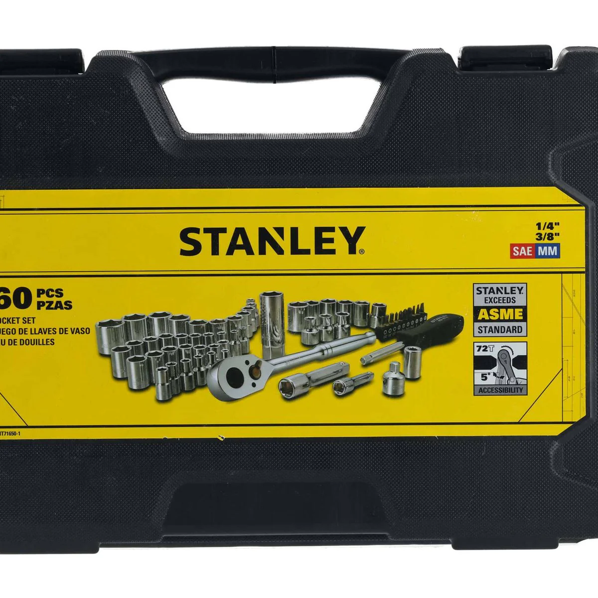 Stanley 60 Piece Socket Set - 1/4" & 3/8" Drive - High-Alloy Steel - Durable Case - Image 3