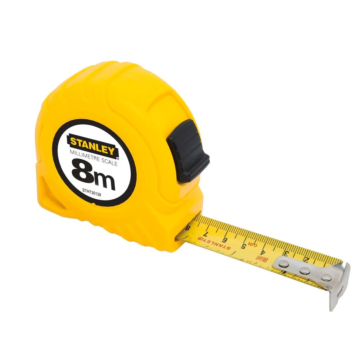 Stanley 8m Tape Measure - Polymer Coated Blade - Durable ABS - Accurate Readability