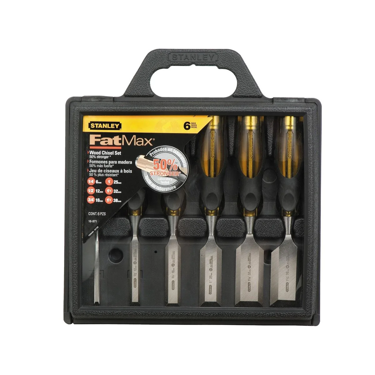 Stanley Fatmax 6 Piece Chisel Set - 310mm x 60mm x 340mm - Silver Metallic - Image 2
