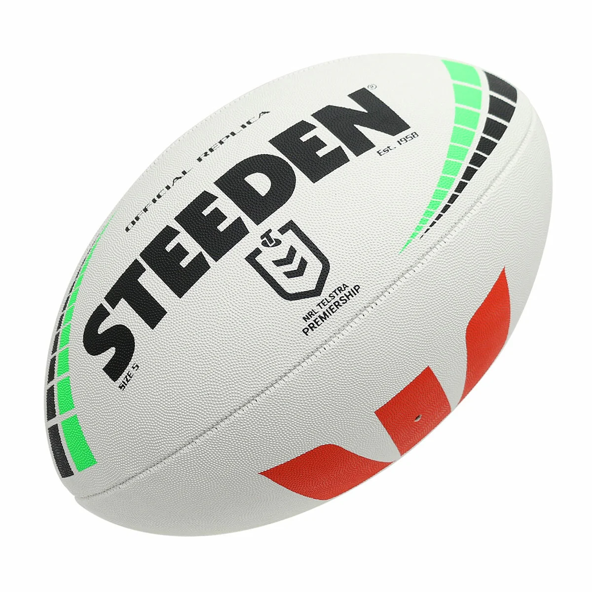 Steeden NRL Premiership Replica Ball Size 5 White Rubber/Latex