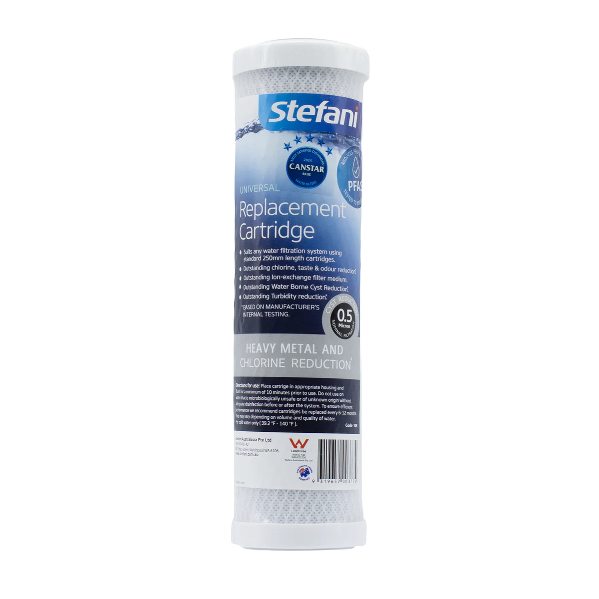 Stefani 250mm 0.5 Micron Lead Reduction Cartridge - Carbon - Easy Install