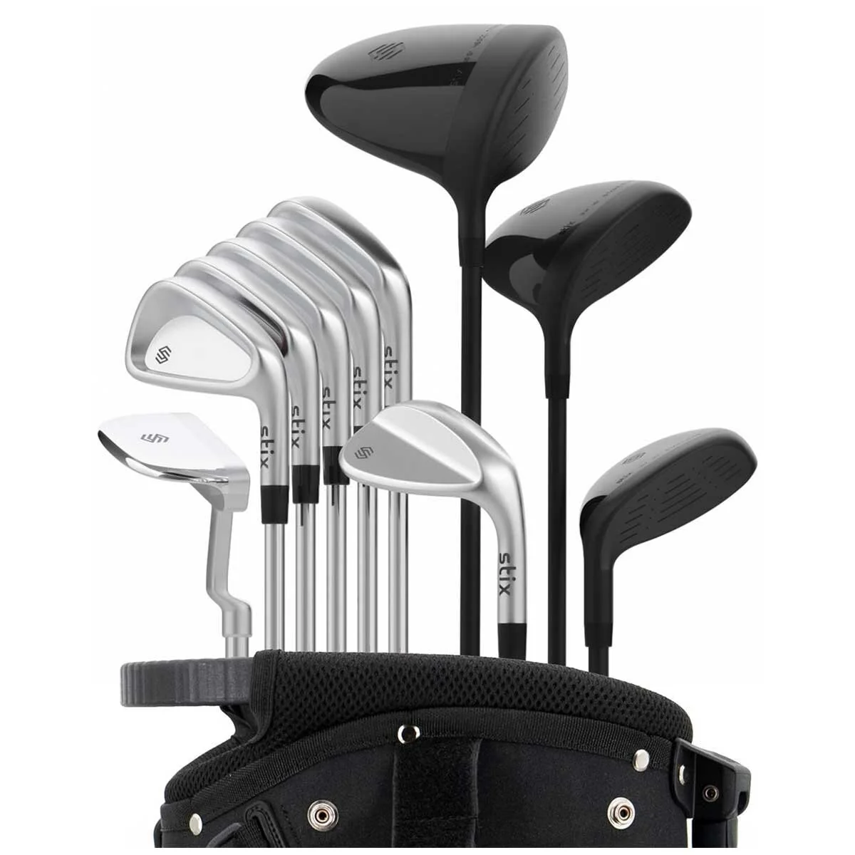 Stix Golf Left Hand 10-Piece Golf Club Set Graphite Steel Black