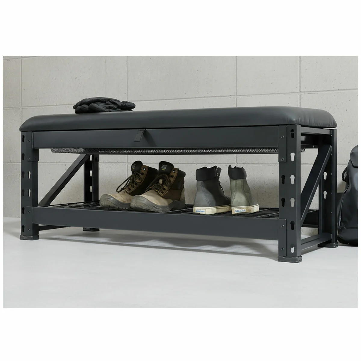Storage Bench 51cm Height Black Steel 454kg