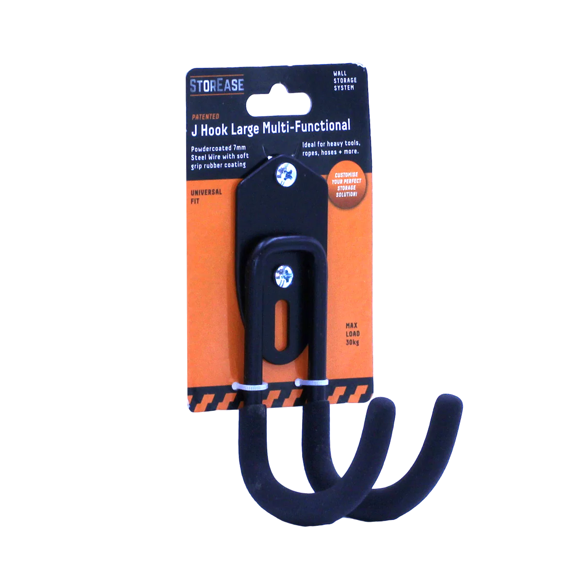 Storease Large Wall Storage System J Hook - 30kg Capacity - Black