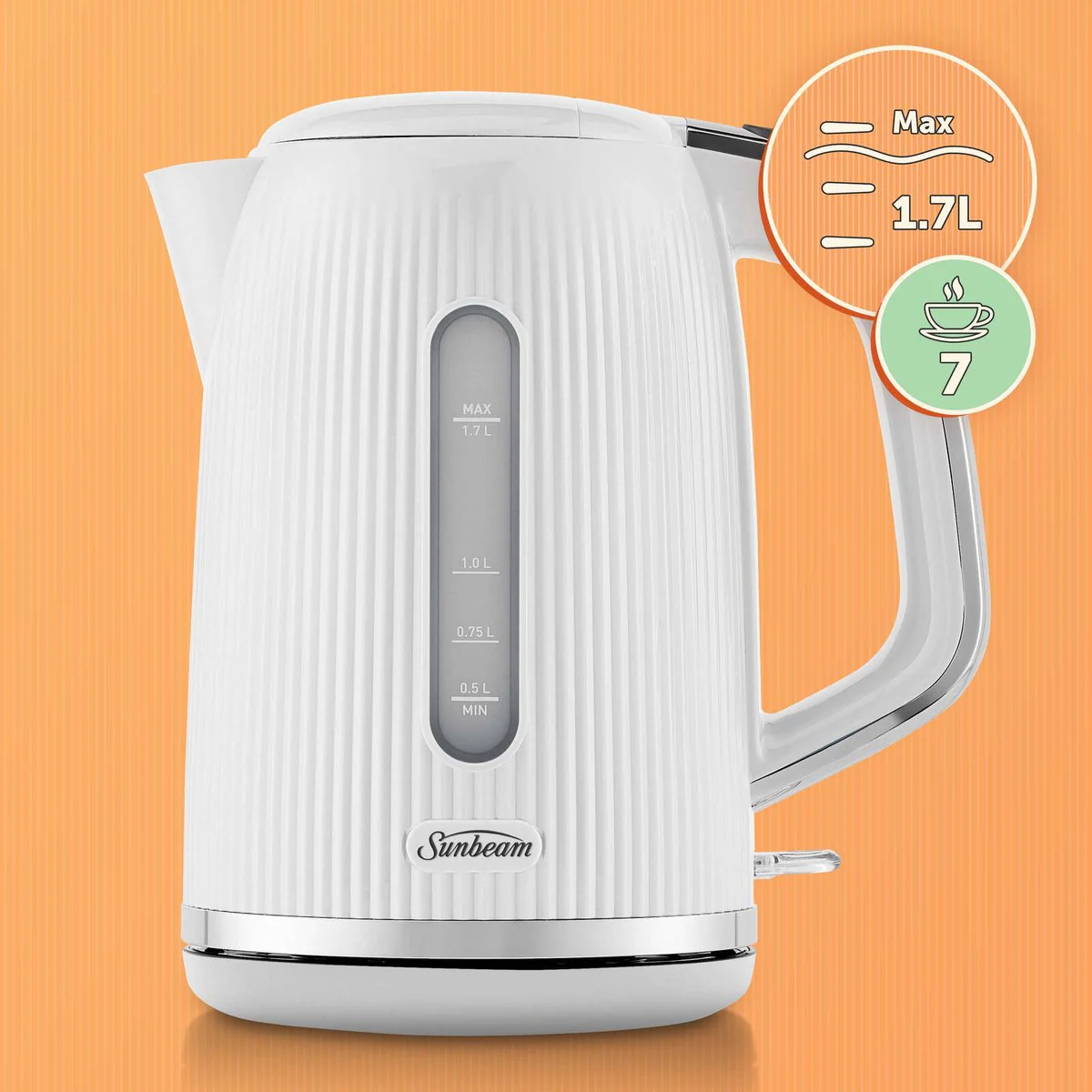 Sunbeam 1.7L White Brightside Kettle - Cordless - Auto Shut Off - 2400W - Image 4