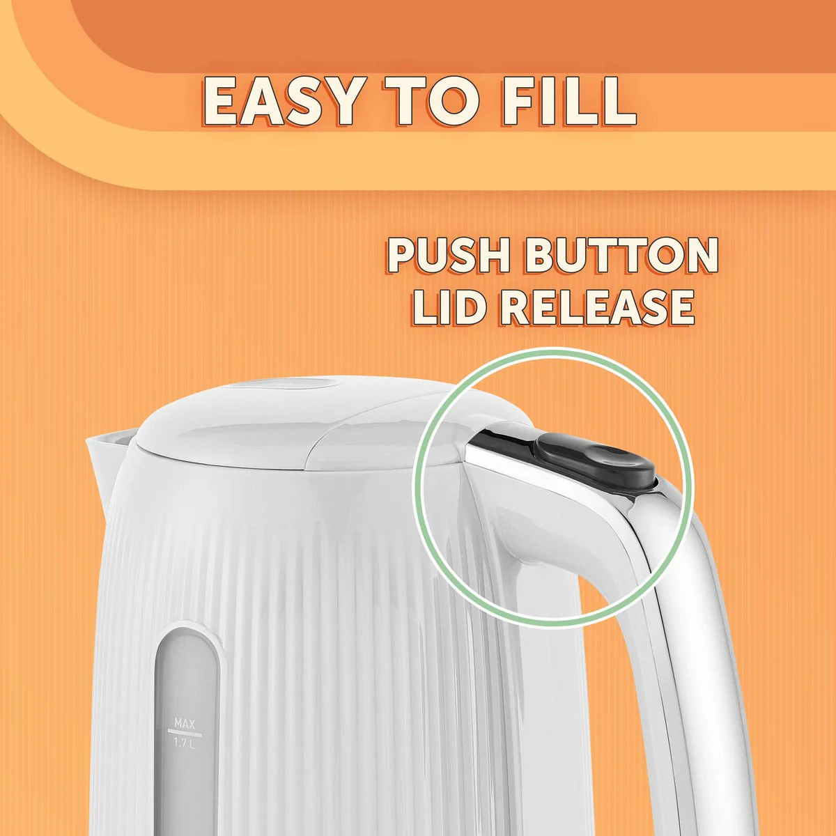 Sunbeam 1.7L White Brightside Kettle - Cordless - Auto Shut Off - 2400W - Image 5