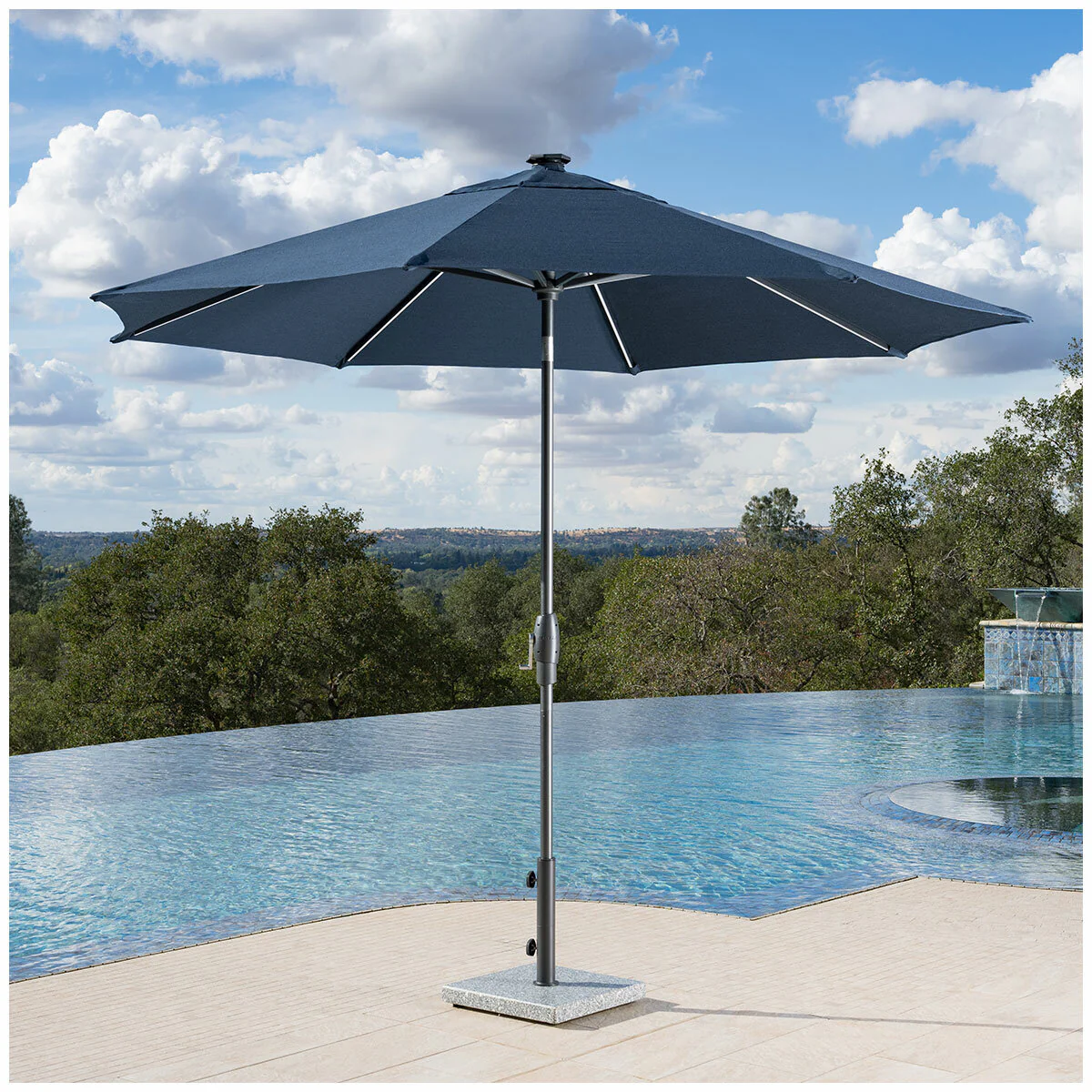 SunVilla Blue 3m LED Market Umbrella Aluminium Rechargeable