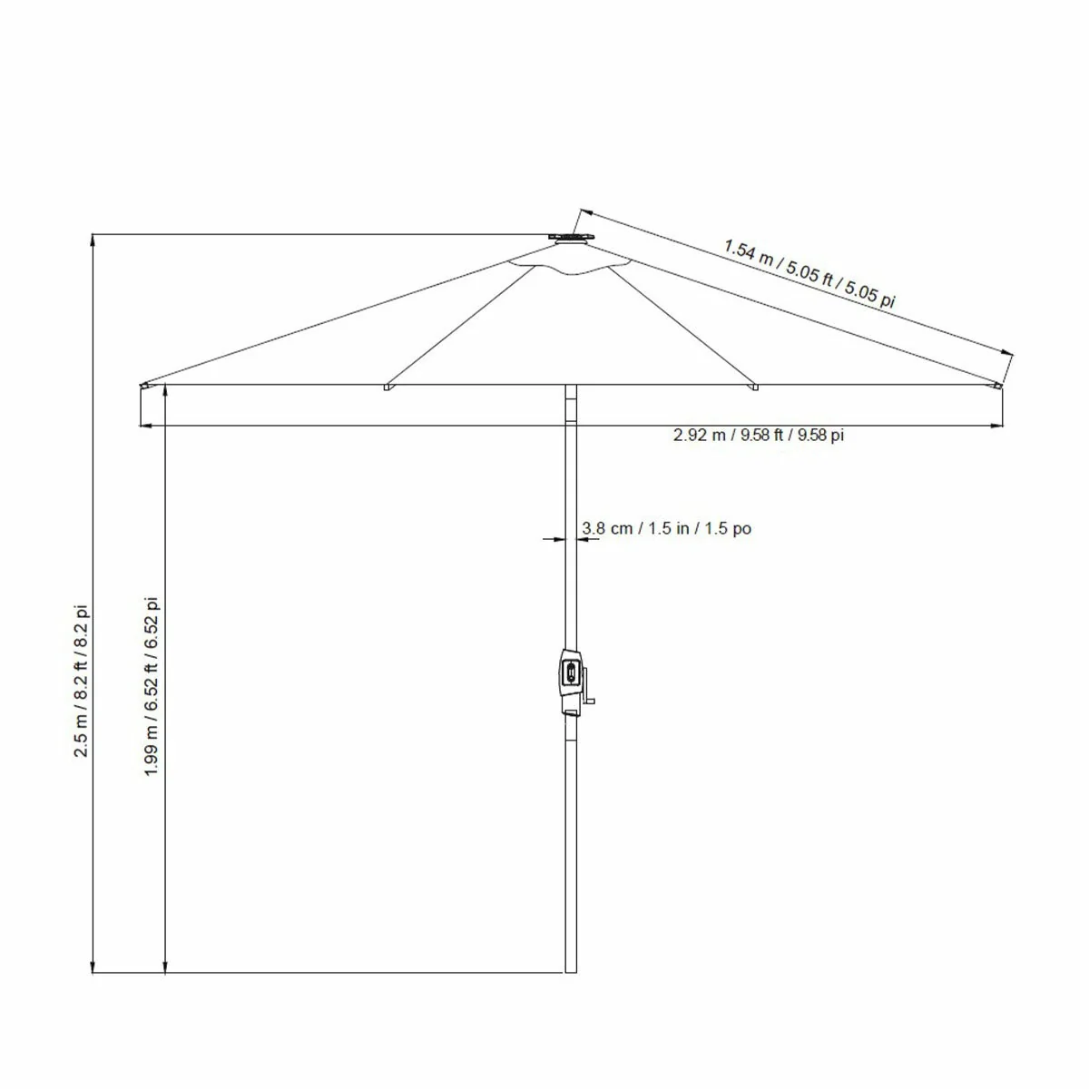 SunVilla Blue 3m LED Market Umbrella Aluminium Rechargeable - Image 2