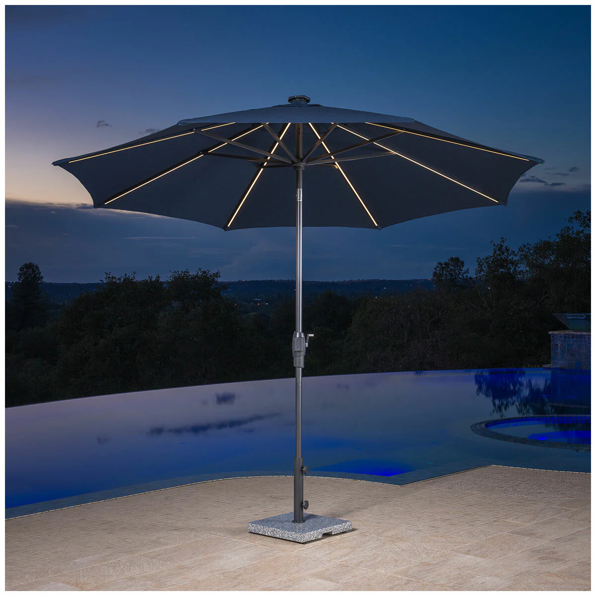 SunVilla Blue 3m LED Market Umbrella Aluminium Rechargeable - Image 4