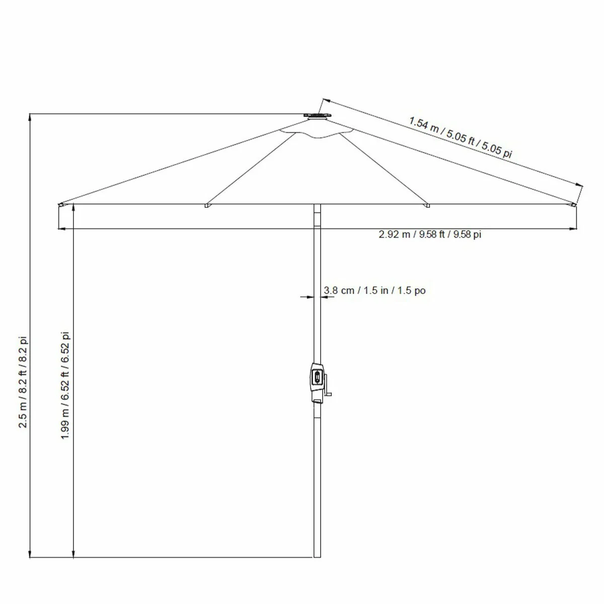 SunVilla 3m LED Market Umbrella Graphite Aluminium Rechargeable - Image 2