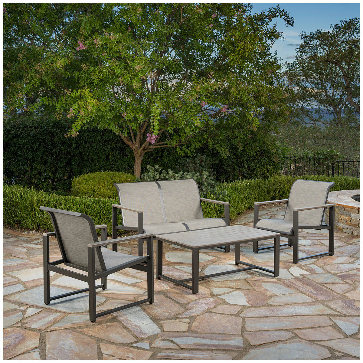 SunVilla Helio 4 Piece Outdoor Patio Set Graphite Aluminium Stylish - Image 6