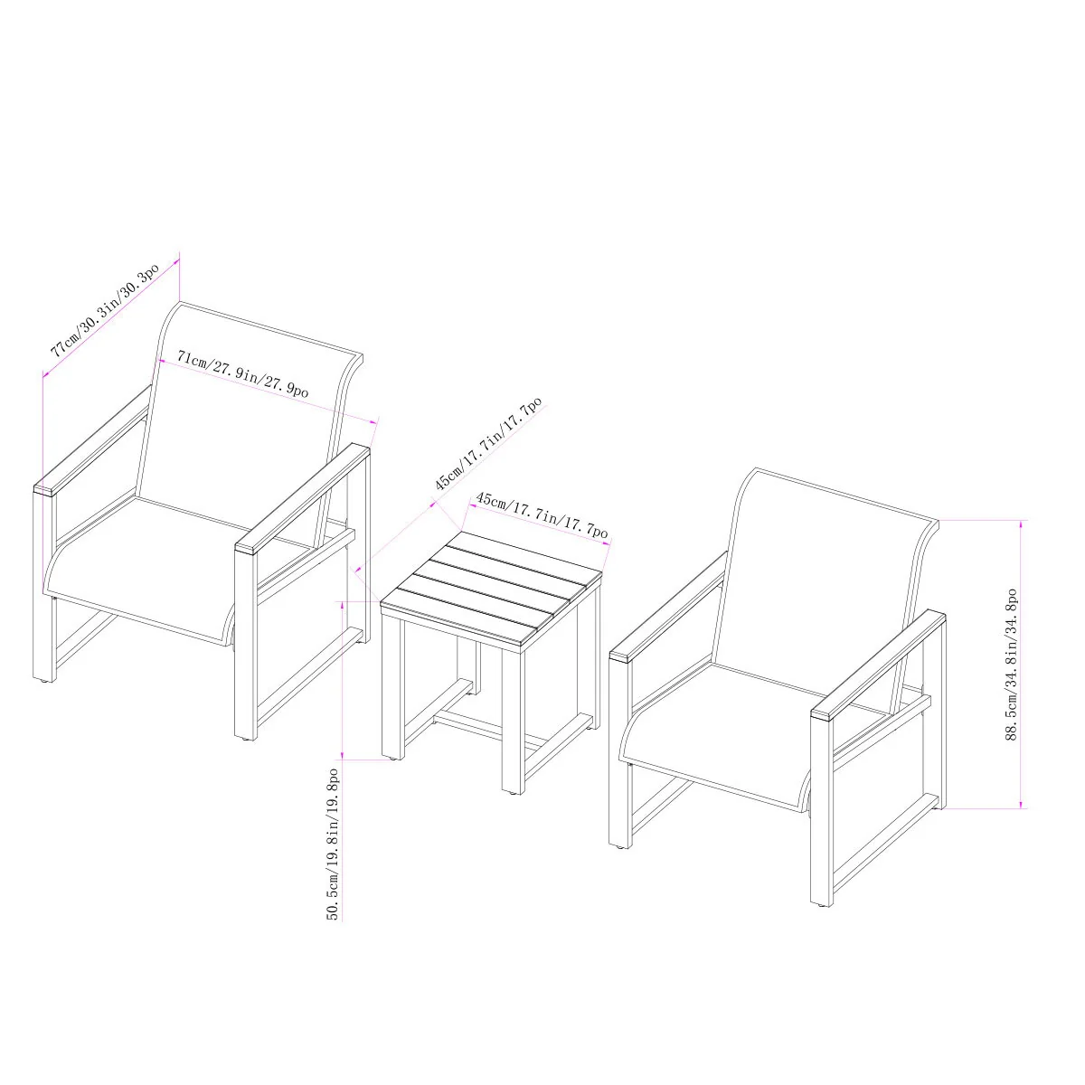 SunVilla Helio 3 Piece Seating Set Graphite Aluminium Weather Resistant - Image 2