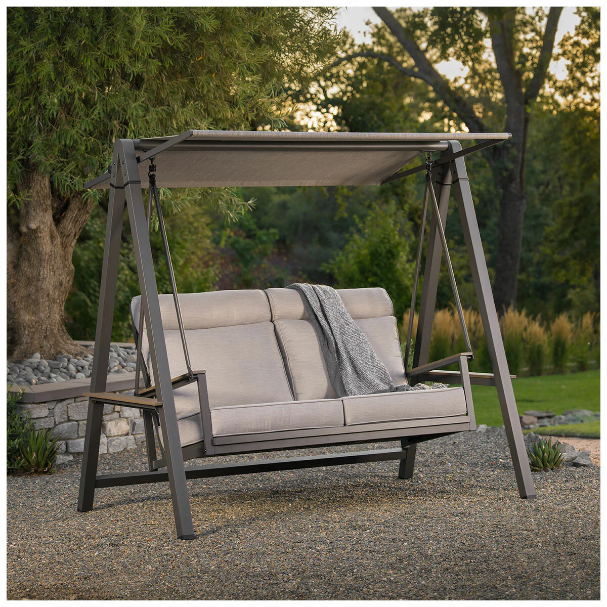 SunVilla Pine Knoll Cushion Swing Graphite Outdura Weather Resistant - Image 14