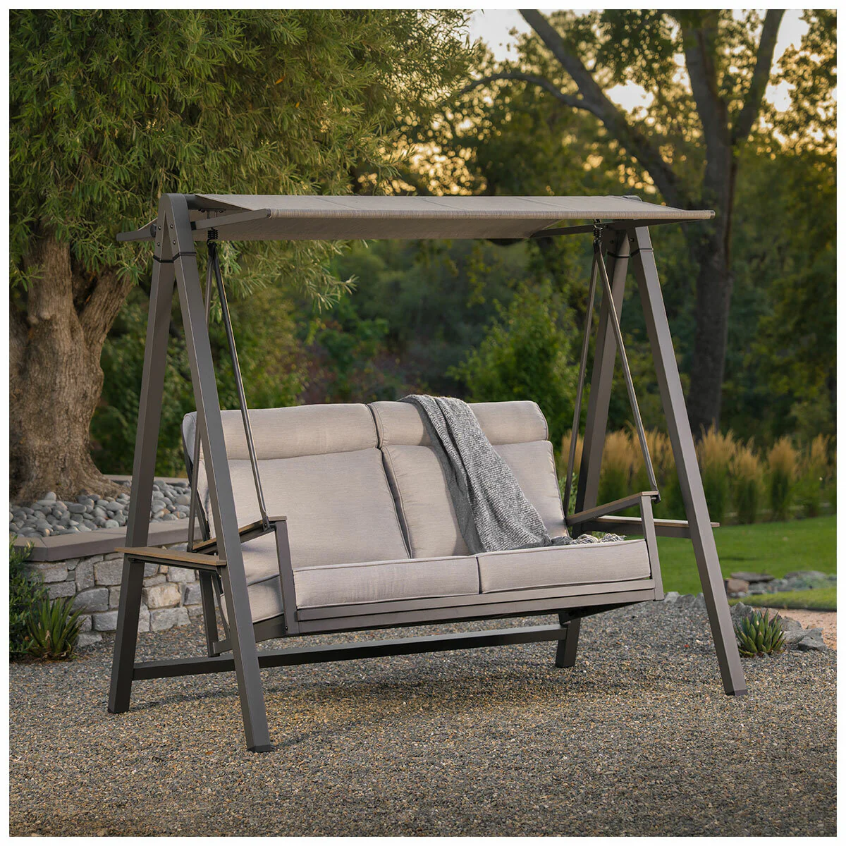 SunVilla Pine Knoll Cushion Swing Graphite Outdura Weather Resistant - Image 15