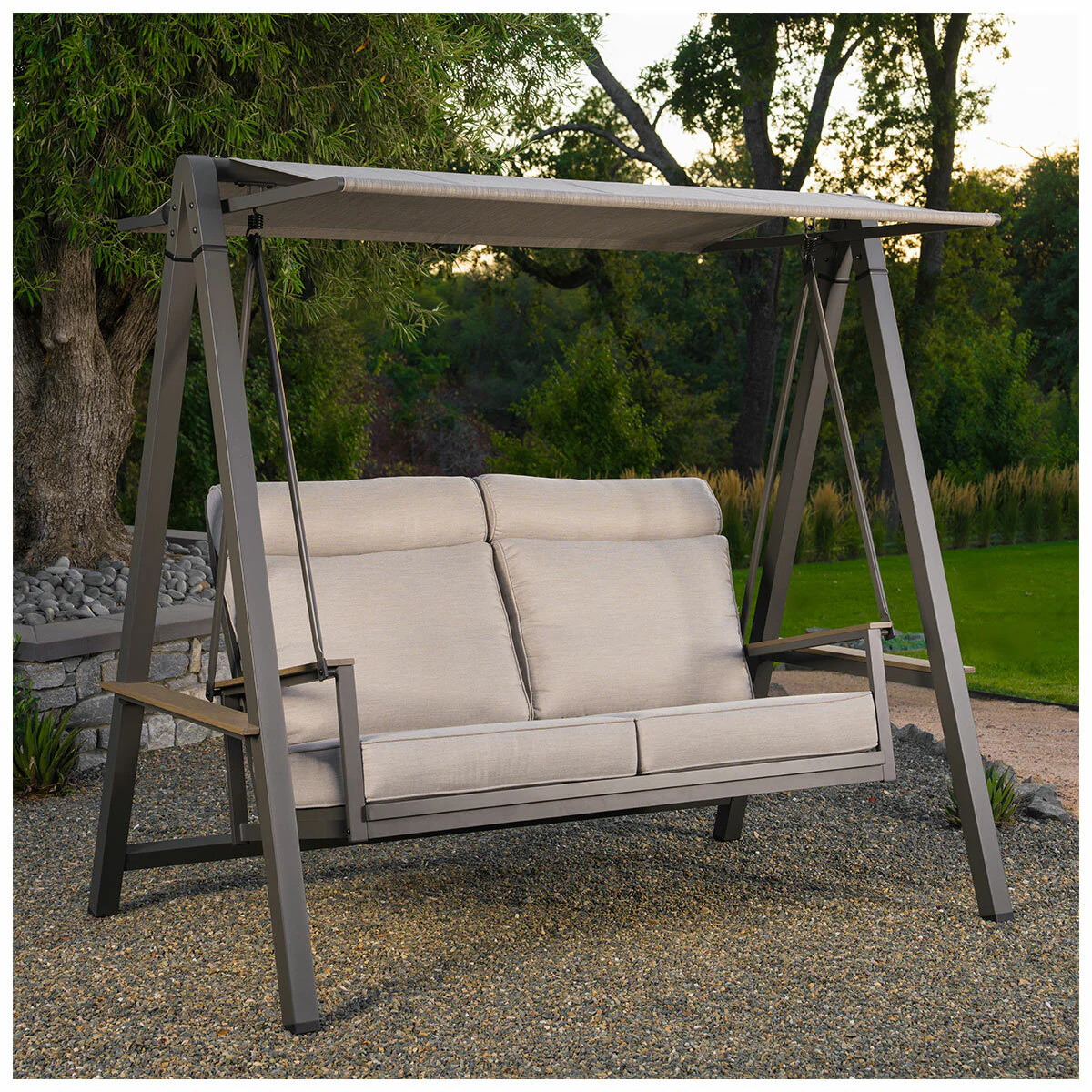 SunVilla Pine Knoll Cushion Swing Graphite Outdura Weather Resistant - Image 16