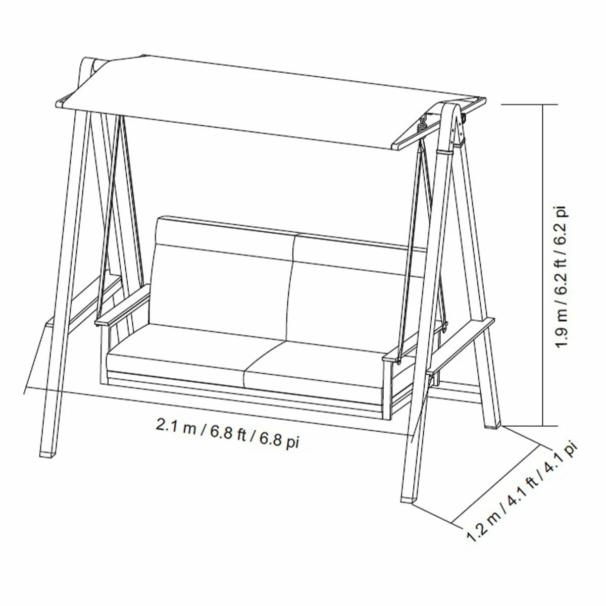 SunVilla Pine Knoll Cushion Swing Graphite Outdura Weather Resistant - Image 2