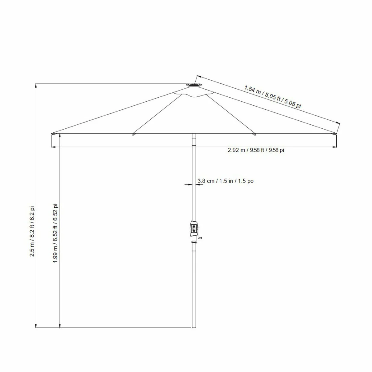 SunVilla Tan LED Market Umbrella 3m Aluminium Rechargeable - Image 2