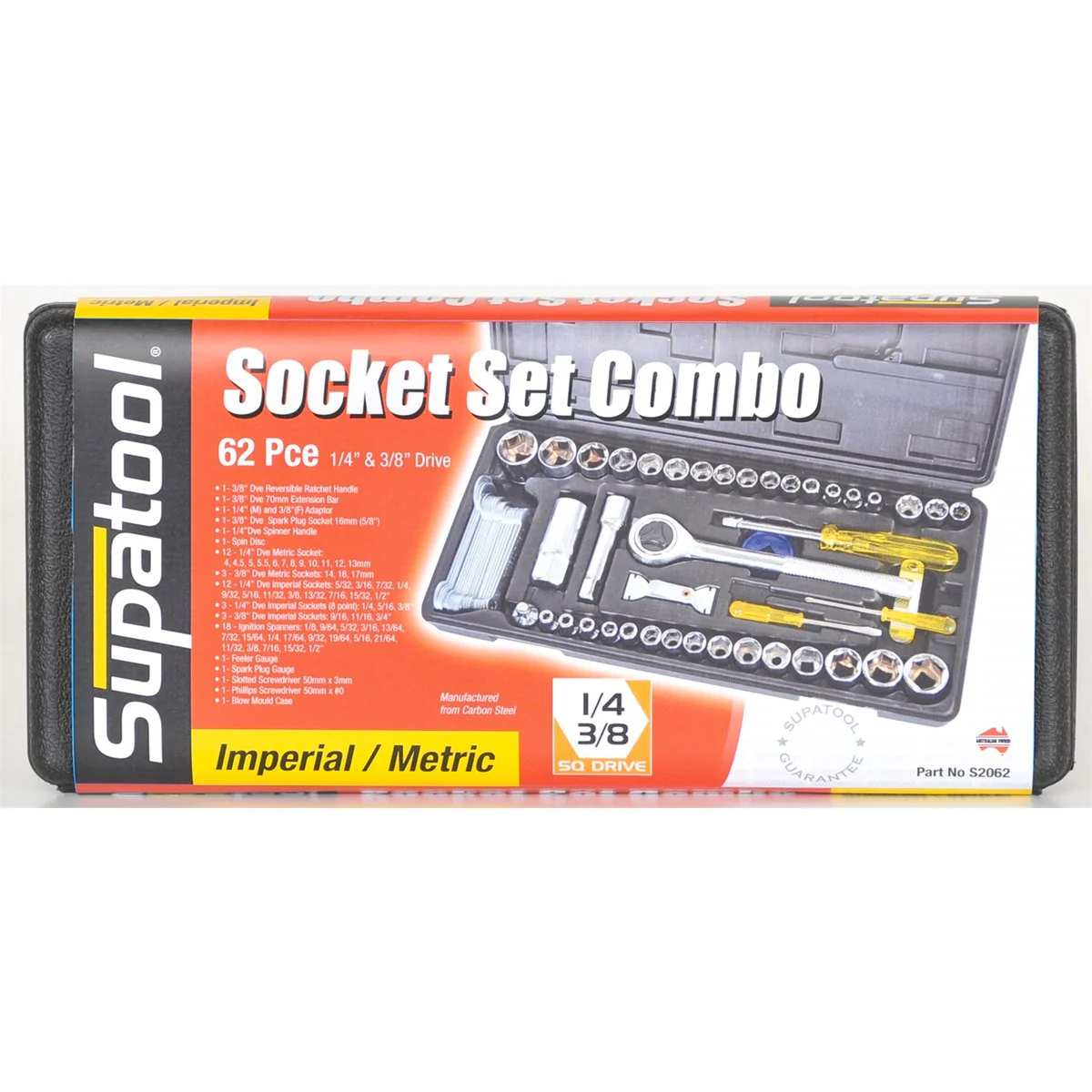 Supatool Socket Set - 62 Piece - Carbon Steel - 1/4" & 3/8" Drive - Image 2