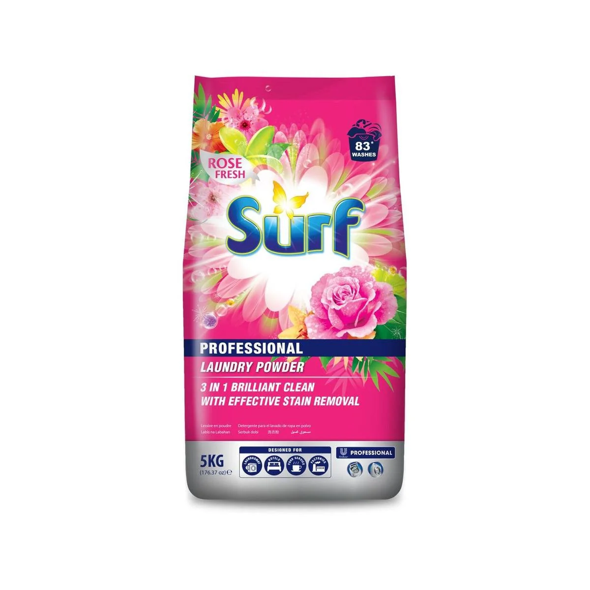 Surf 5kg Rose Fresh Laundry Powder - Phosphorus-Free - 83 Washes - 5.13kg