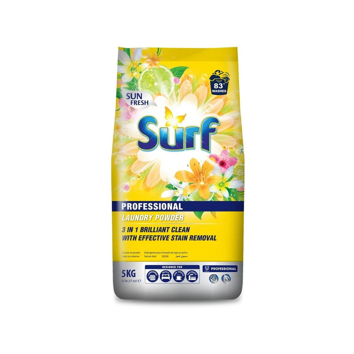 Surf Professional Laundry Powder 5kg - Sun Fresh - 83 Washes - Stain Removal