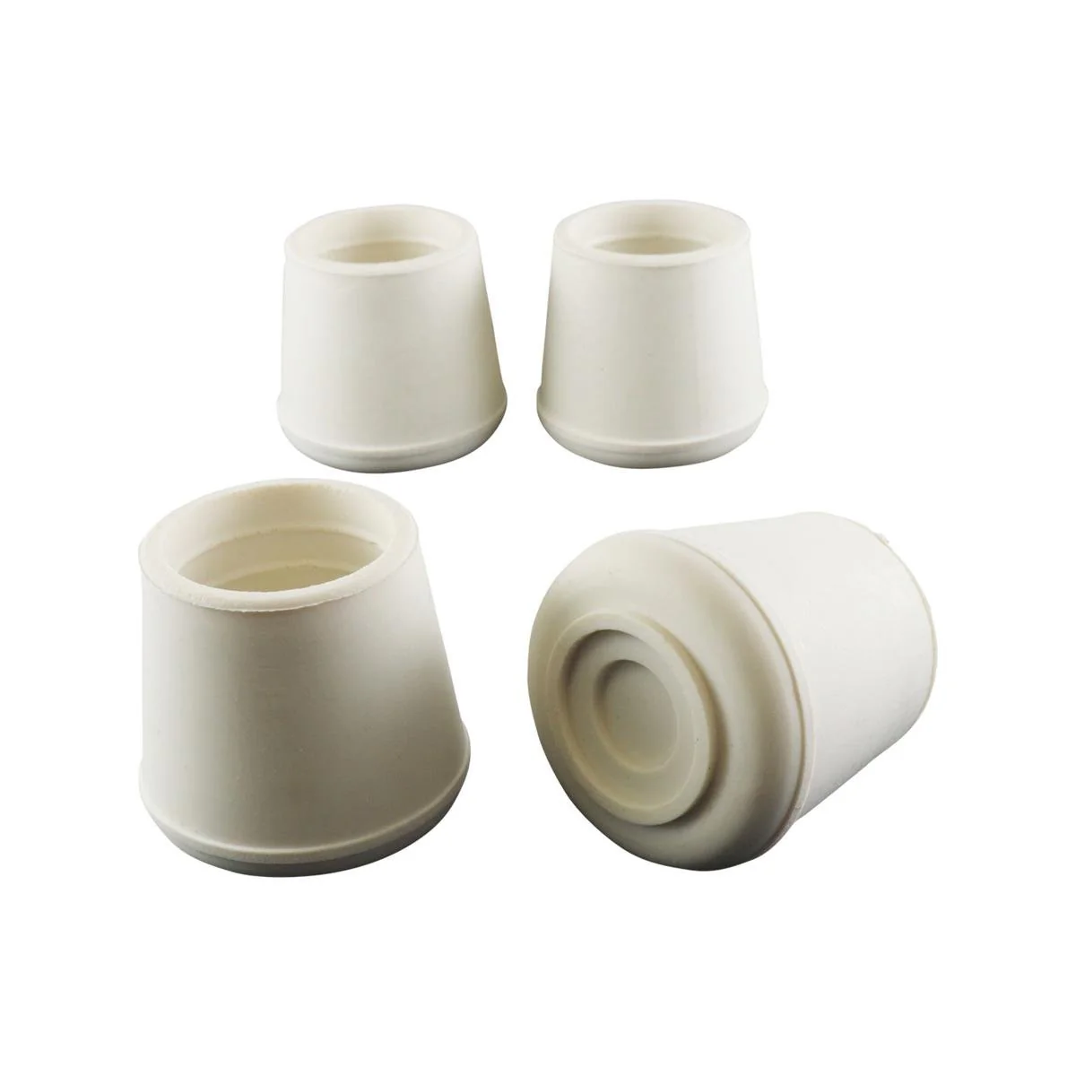 Surface Gard 25mm White Round Rubber Chair Tips 4 Pack - Floor Protection