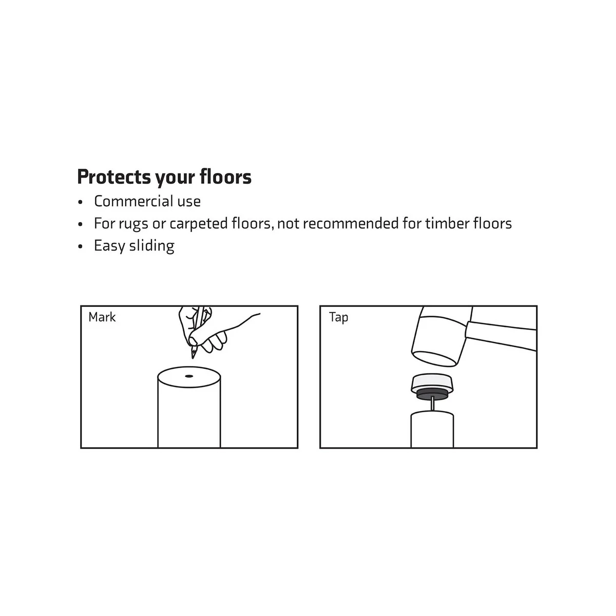 Surface Gard 29mm White Plastic Cushioned Glide 4 Pack - Floor Protection - Image 3