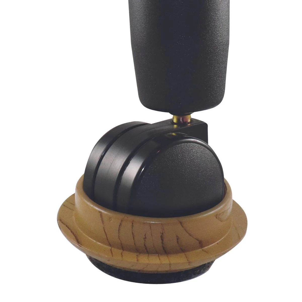 Surface Gard 44mm Dark Wood Effect Felt Base Round Castor Cups - 4 Pack - Image 2