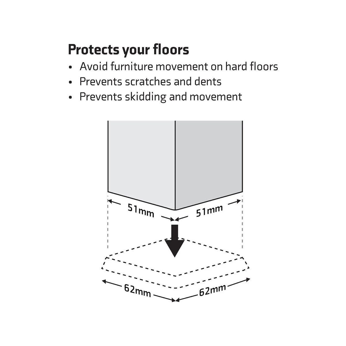 Surface Gard Almond Square Rubber Base Castor Cup 4 Pack - 51mm - Image 3