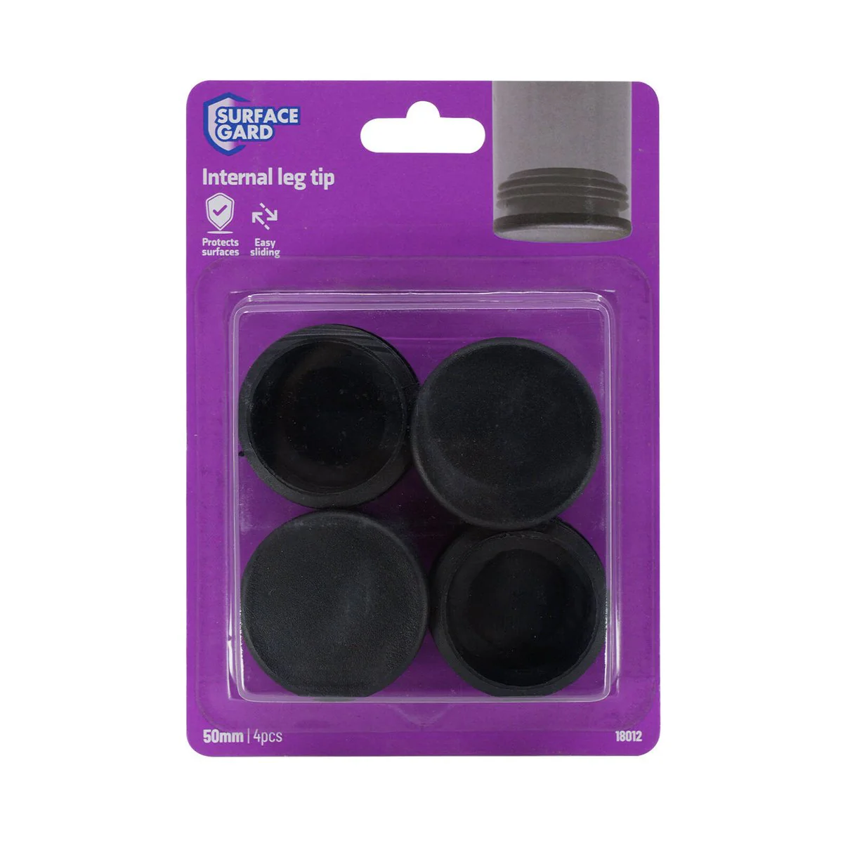 Surface Gard Black Round Chairtip - 50mm - 4 Piece - Floor Protection - Image 3
