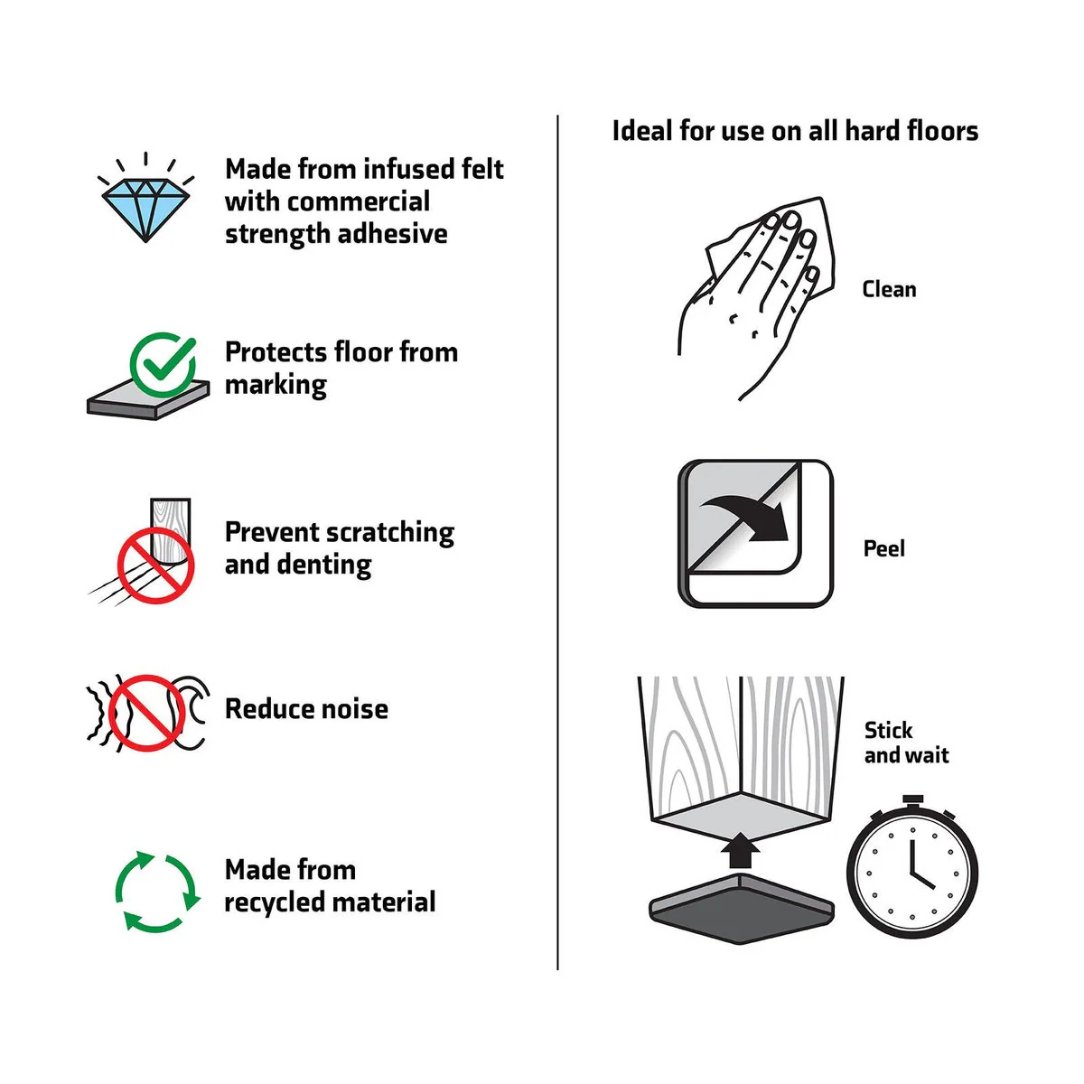 Surface Gard Brown Square Felt Floor Protection 19mm - 12 Pack - Minimises Noise - Image 4