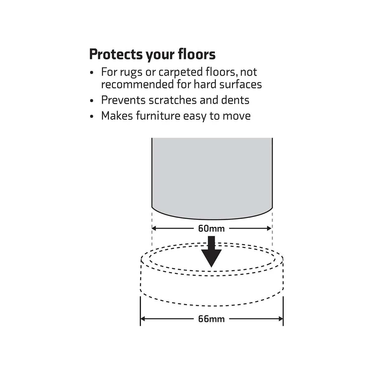 Surface Gard Castor Cups - 60mm - Plastic - Floor Protection - 4 Pack - Image 5
