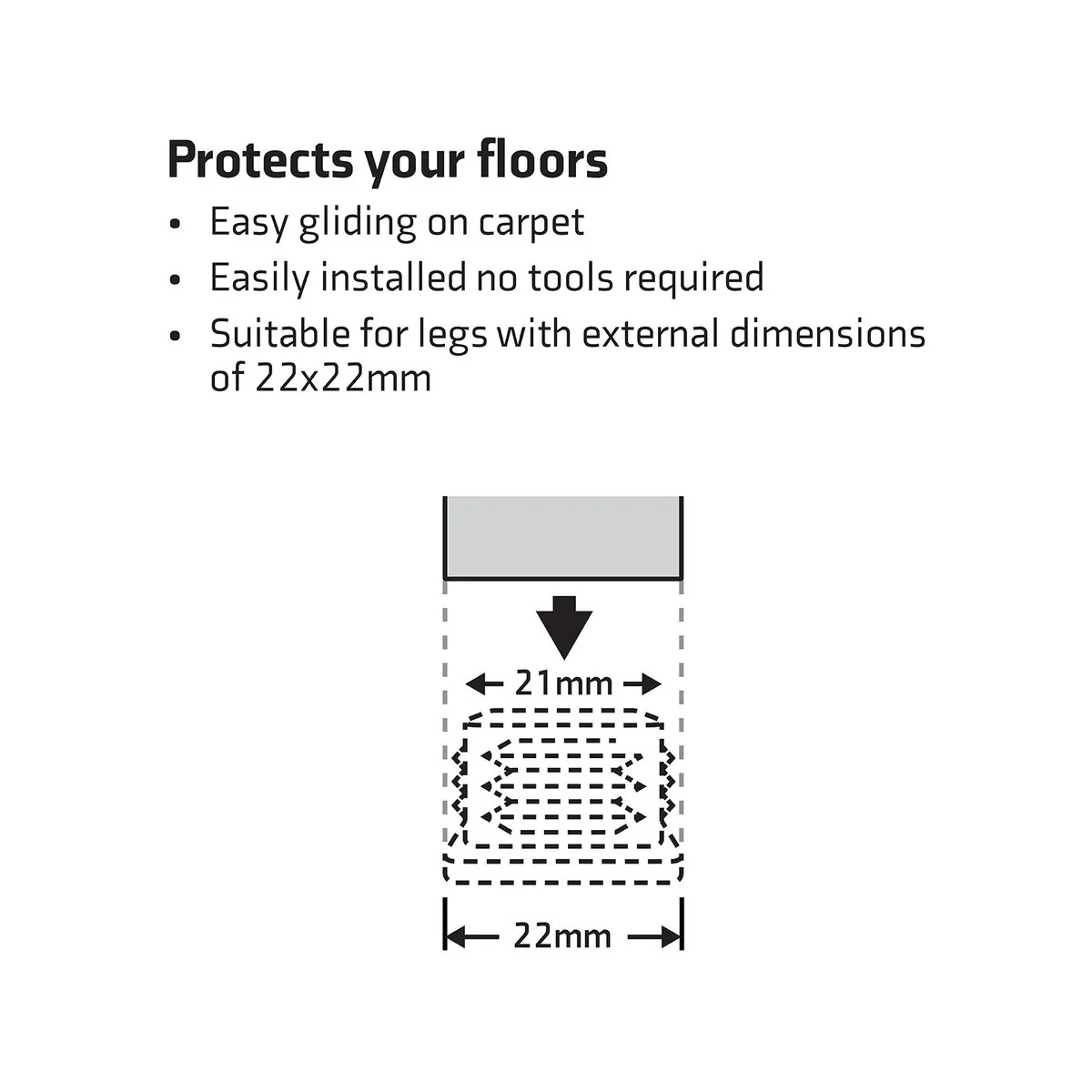Surface Gard Chair Tips - 25mm - Plastic - Noise Reduction - 4 Pack - Image 3