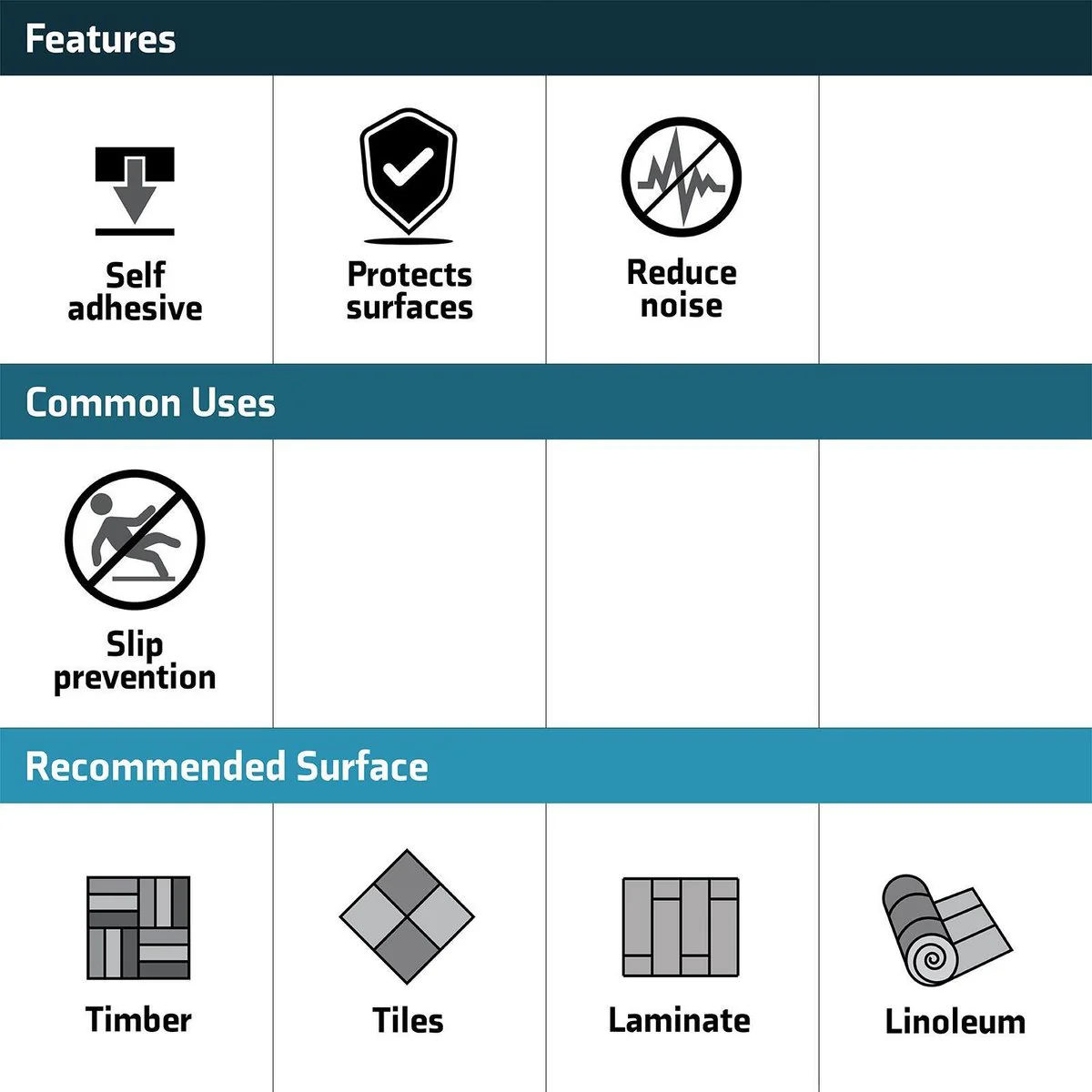 Surface Gard EVA Pads - Assorted Sizes - Black - Self Adhesive - 56 Pack - Image 2