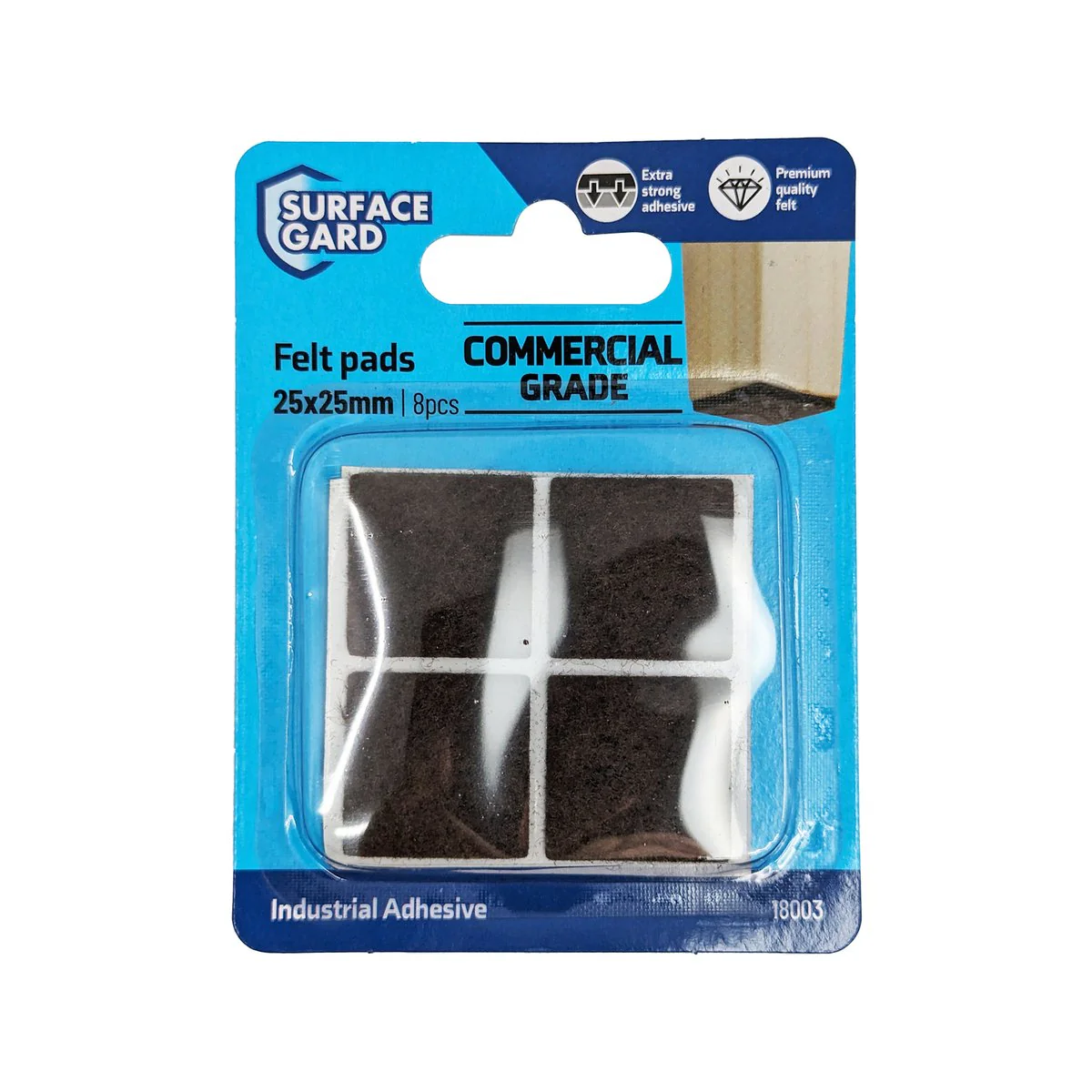 Surface Gard Felt Floor Protection Pads - 25mm x 25mm - Brown - 8 Pack - Image 3