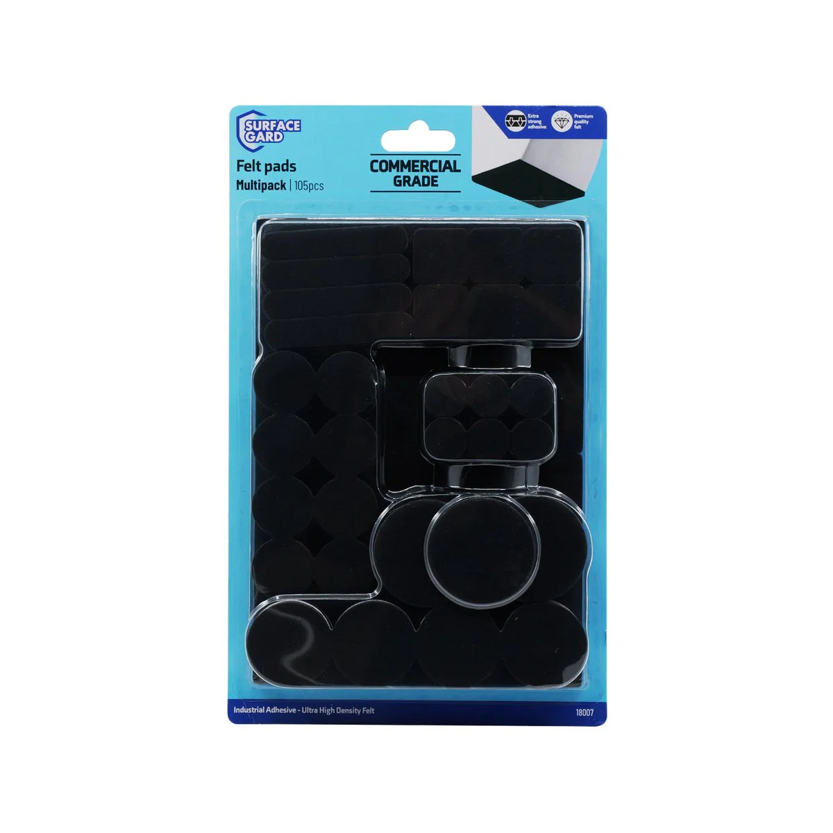 Surface Gard Multi Floor Protection - 105 Pieces - 19 x 109mm - Black - Noise Reduction - Image 3
