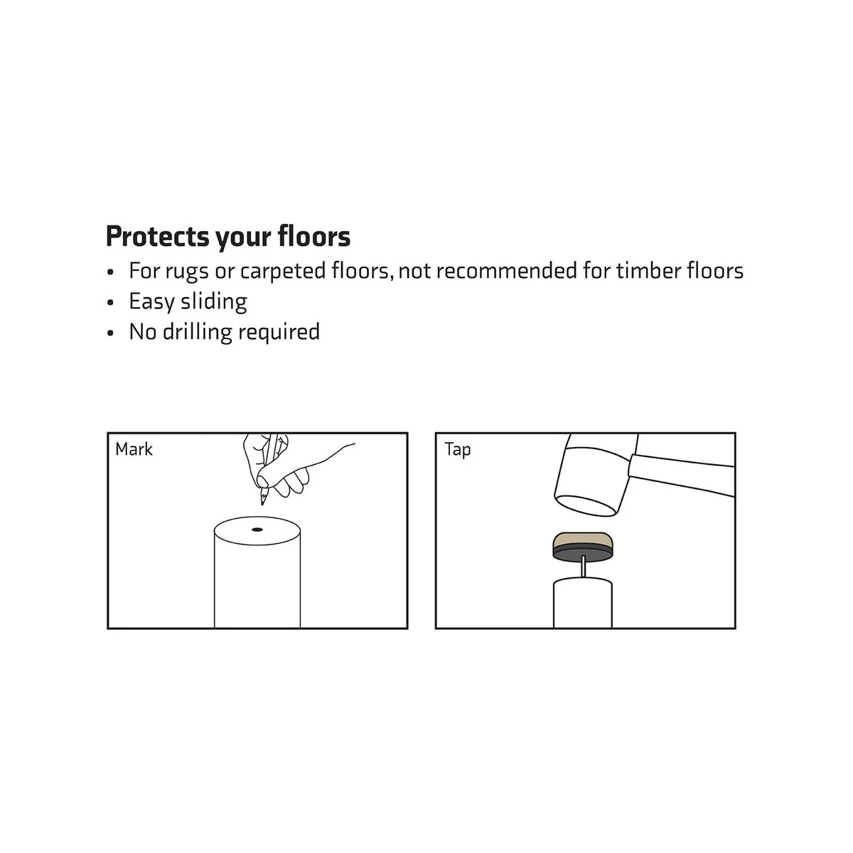 Surface Gard Nail On Slide Glides - 22mm - Rubber - Easy Installation - 8 Pack - Image 3