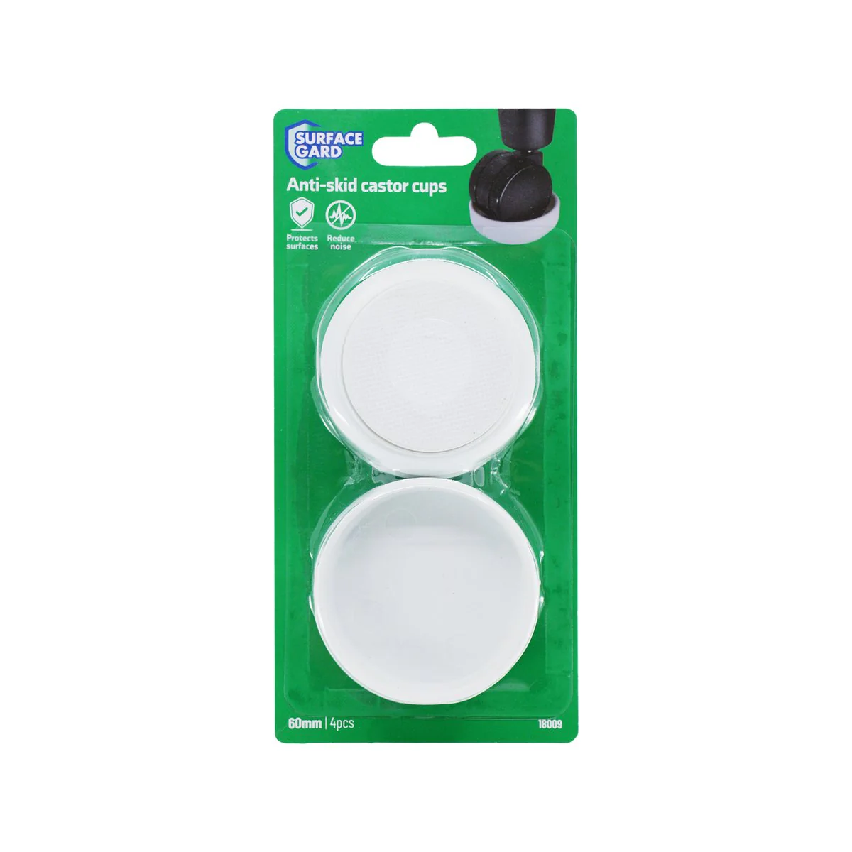 Surface Gard Non Slip Castor Cup - 60mm - White - 4 Pack - Floor Protection - Image 5