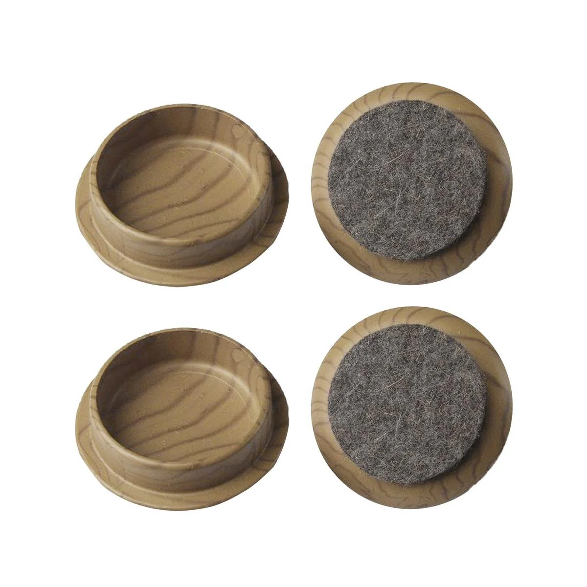 Surface Gard Round Felt Base Castor Cup 4 Pack - Dark Wood Effect - 66mm