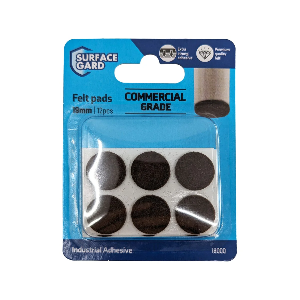 Surface Gard Round Felt Floor Protection 19mm - Brown - 12 Pack - Minimises Noise & Vibration - Image 4