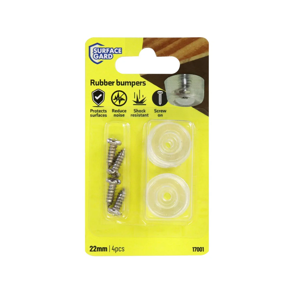Surface Gard Screw In Bumpers - 22mm - Vinyl - Transparent - 4 Pack - Image 5
