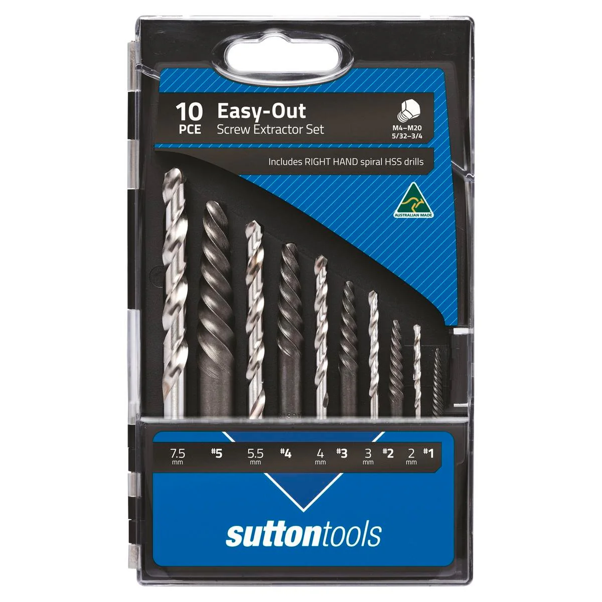 Sutton Tools 10 Piece Screw Extractor Set - 152mm x 18mm x 156mm - Steel