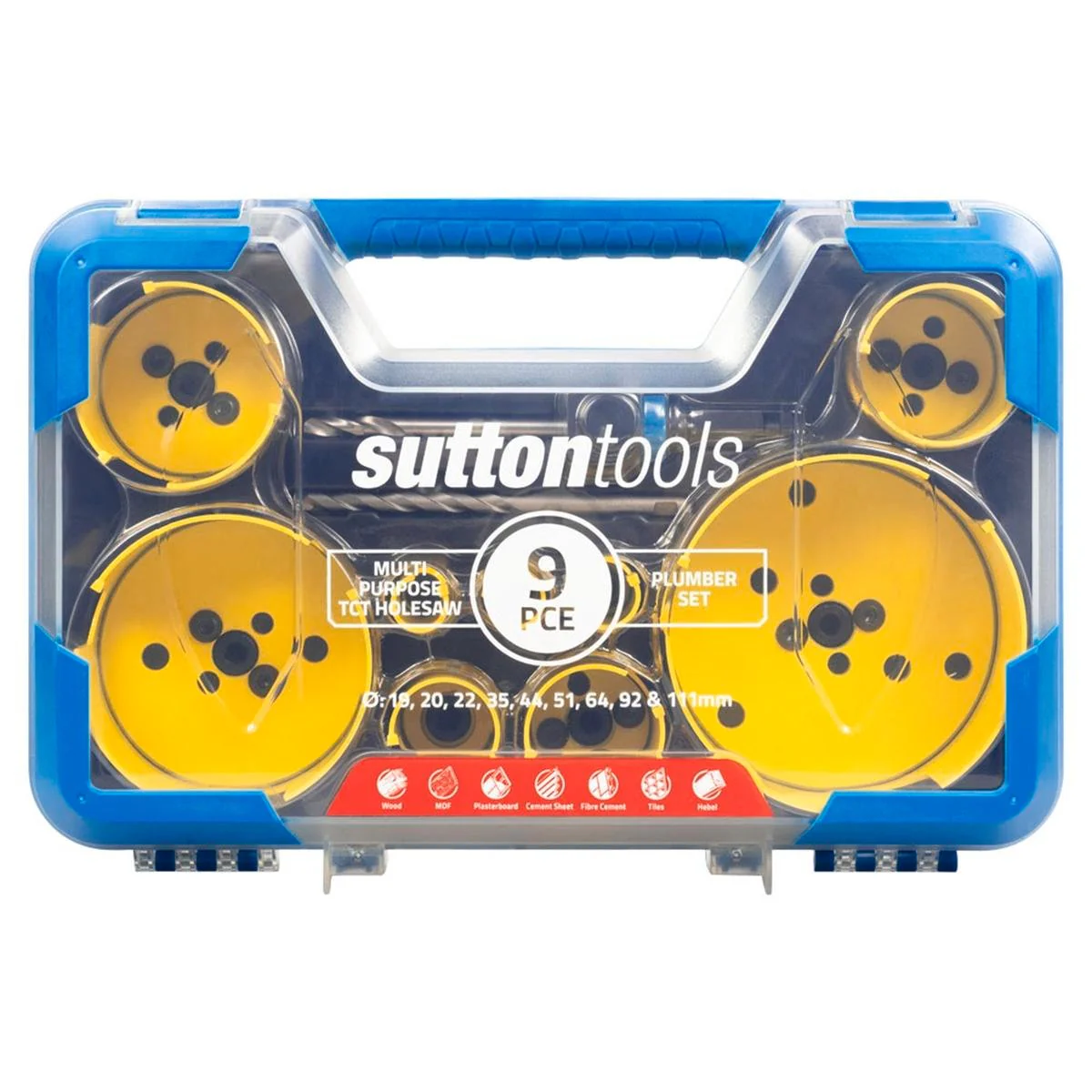 Sutton Tools 19 111mm 9 Piece Multi Purpose Plumber Holesaw Set
