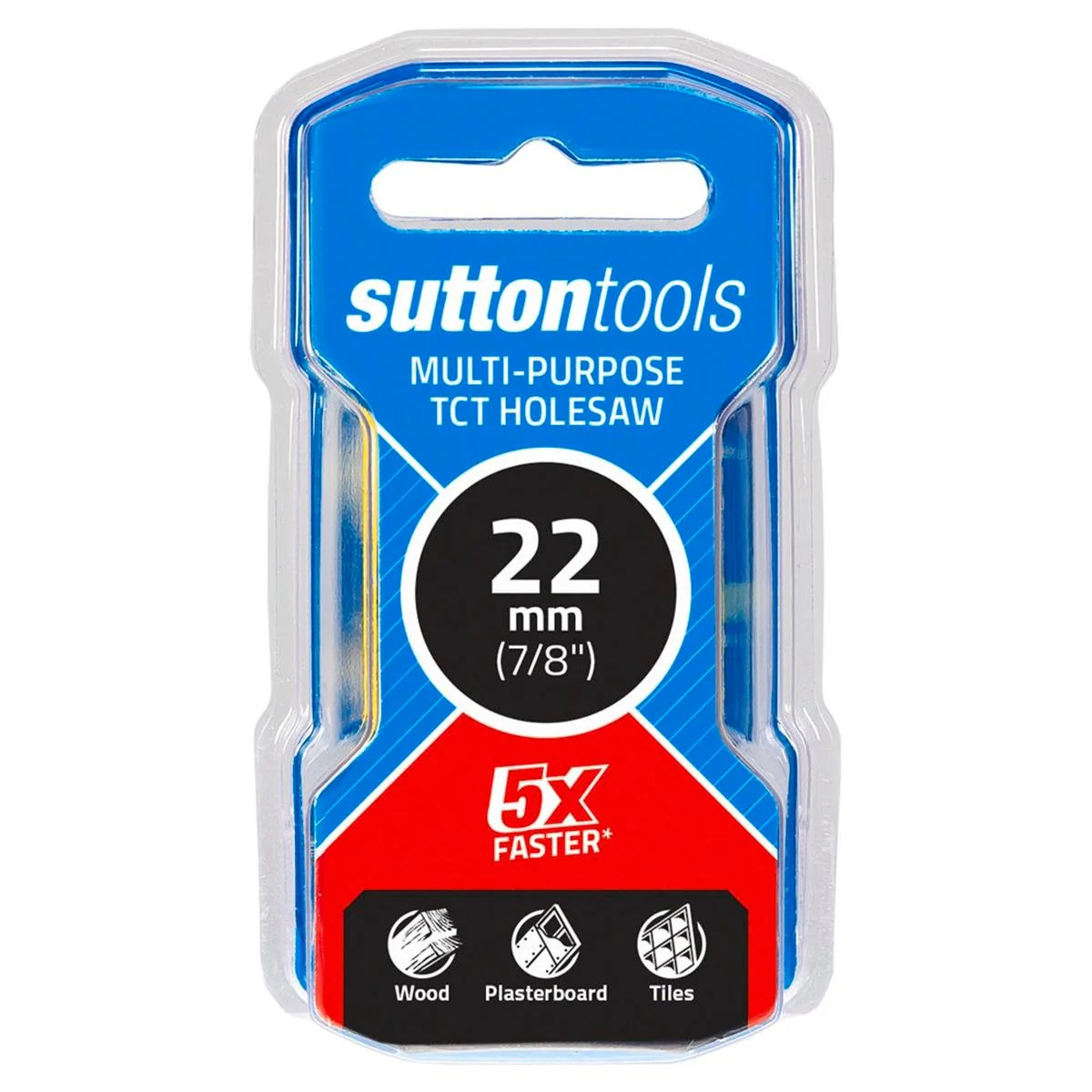 Sutton Tools 22mm Tct Multi Purpose Seamless Holesaw - Red