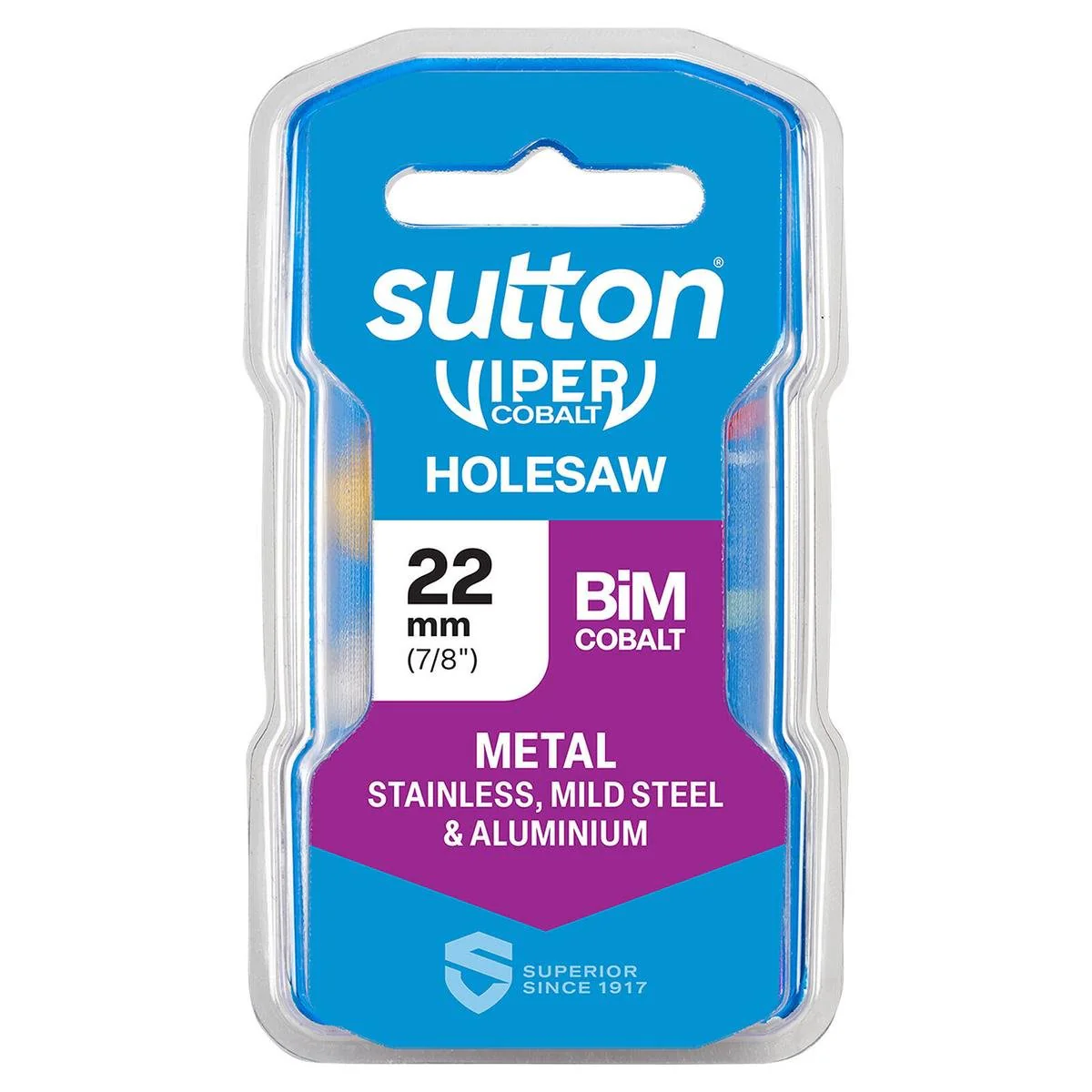 Sutton Tools 22mm Viper Cobalt Bi Metal Holesaw - 32mm Cutting Depth - Durable