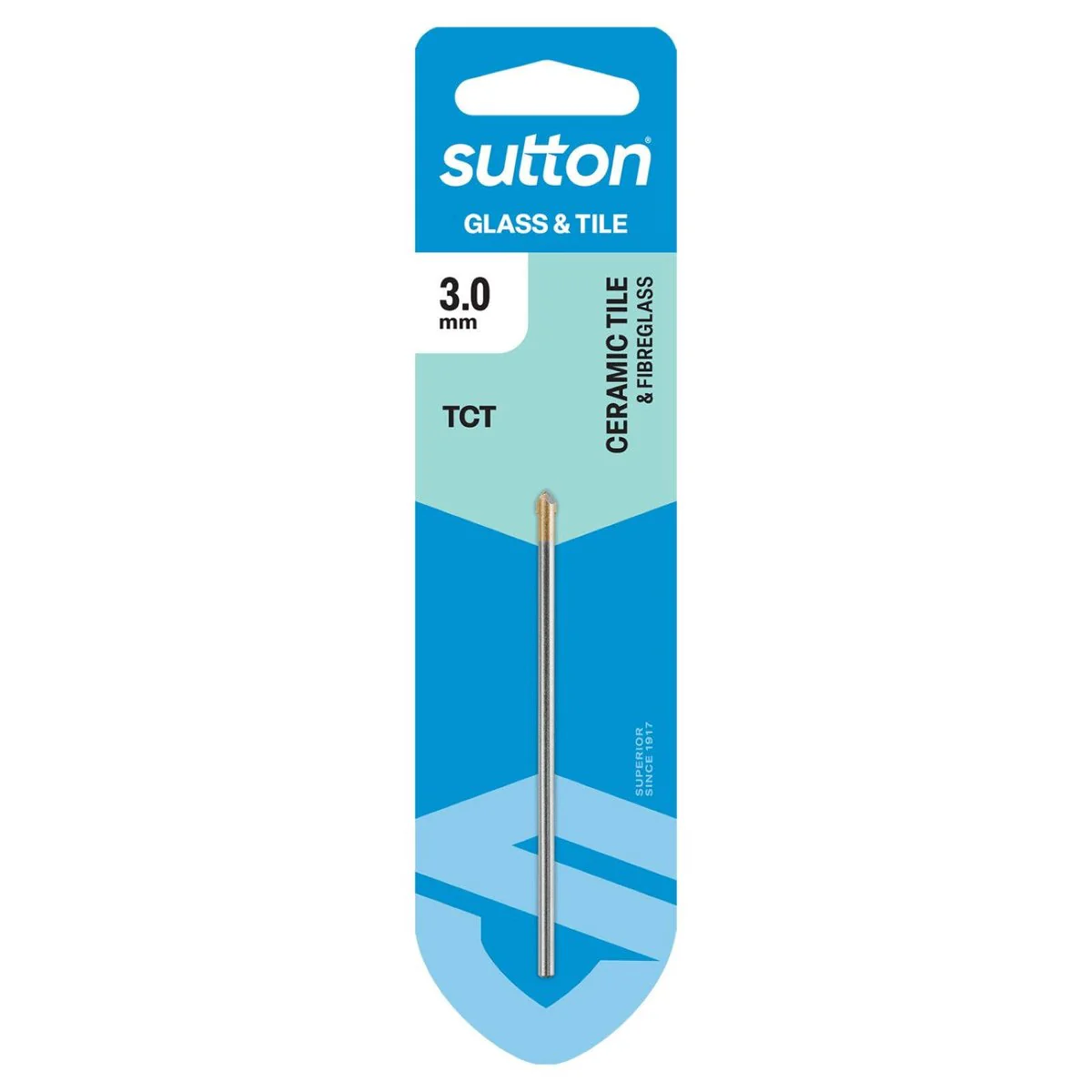 Sutton Tools 3.0mm Glass and Tile Drill Bit - Carbide - Durable - Anti-Slip