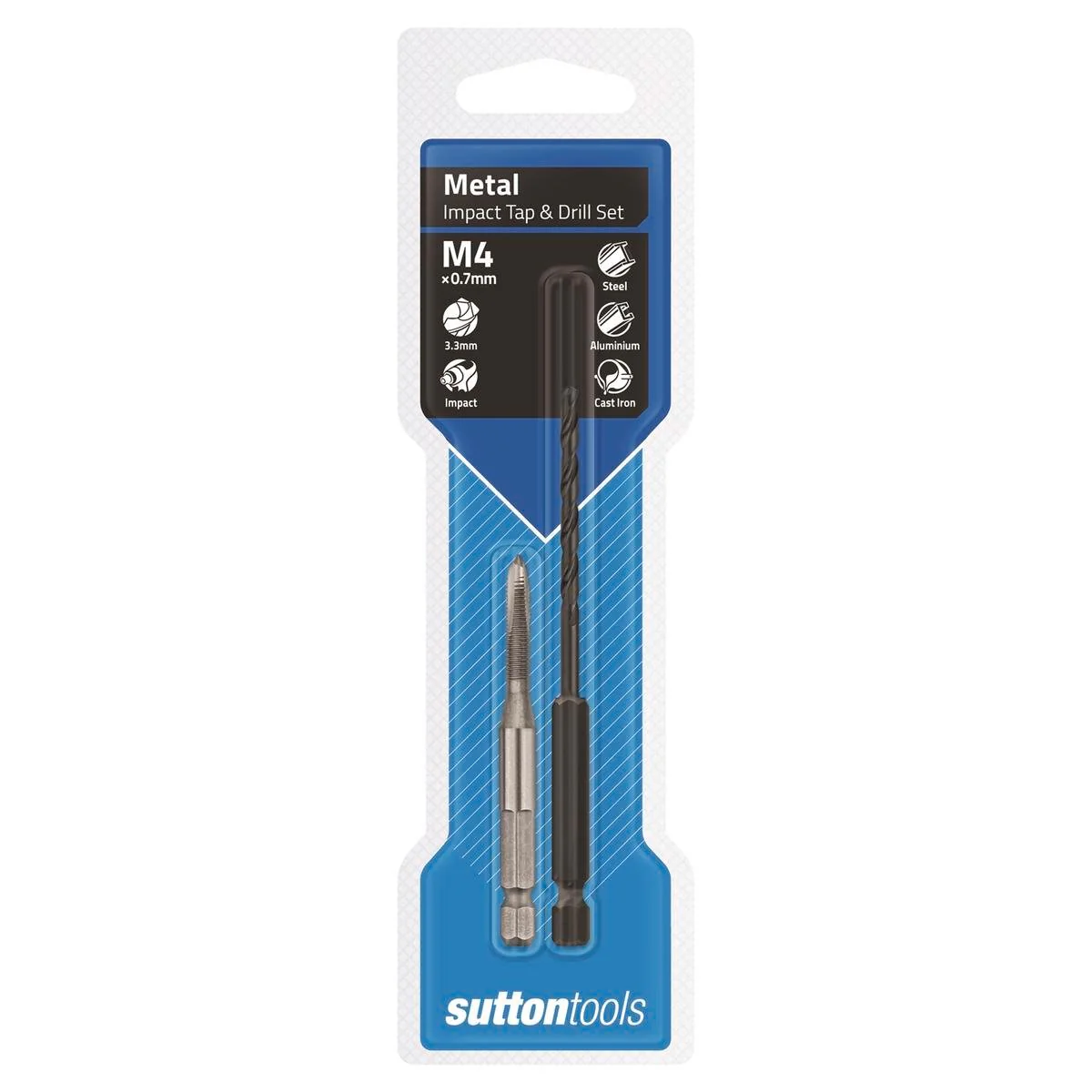 Sutton Tools 3.3mm M4 1/4 Hex Impact Tap And Drill Set Tungsten Alloy